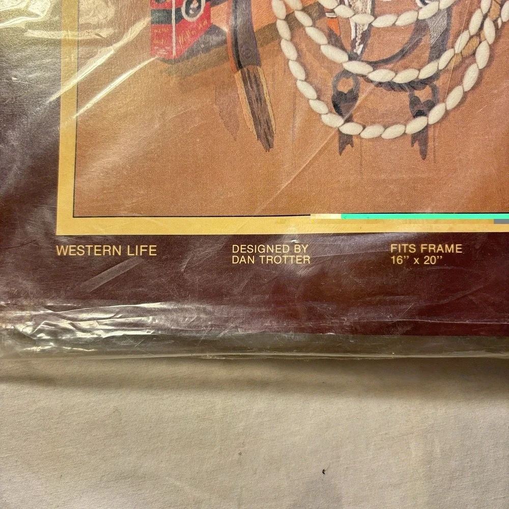Vintage 1982‎ Sunset Stitchery Western Life Dan Trotter Fits Frame 16